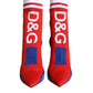 Dolce & Gabbana Red Blue Stretch Sock Style Ankle Boots Logo Shoes