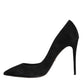 Dolce & Gabbana Black Suede Leather High Heels Pumps Shoes