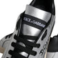 Dolce & Gabbana Silver Portofino Calf Leather Sneakers Shoes