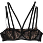 Dolce & Gabbana Black Floral Lace Nylon Balconcino Bra Underwear