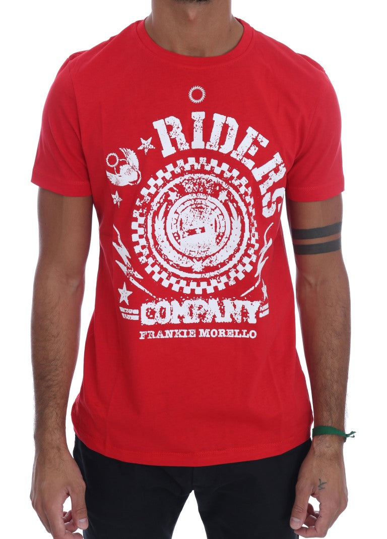 Chic Red 'RIDERS' Motive Crewneck Tee - SEHABRANDS