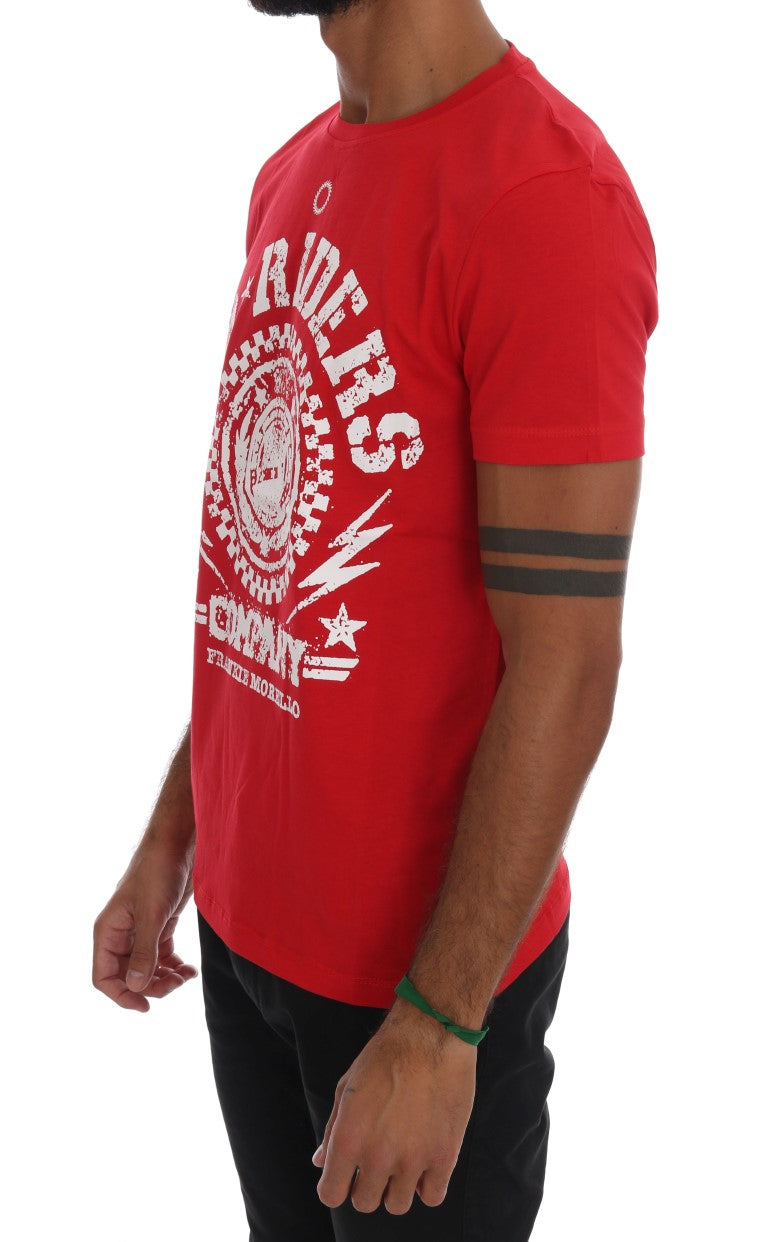 Chic Red 'RIDERS' Motive Crewneck Tee - SEHABRANDS