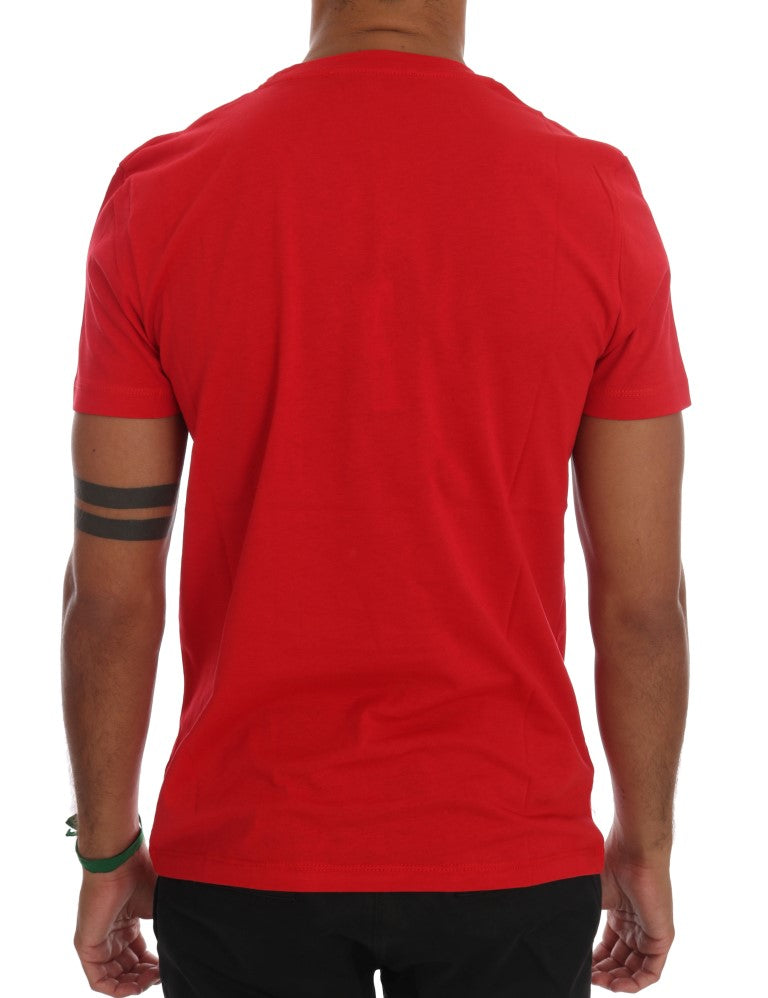 Chic Red 'RIDERS' Motive Crewneck Tee - SEHABRANDS