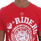 Chic Red 'RIDERS' Motive Crewneck Tee - SEHABRANDS