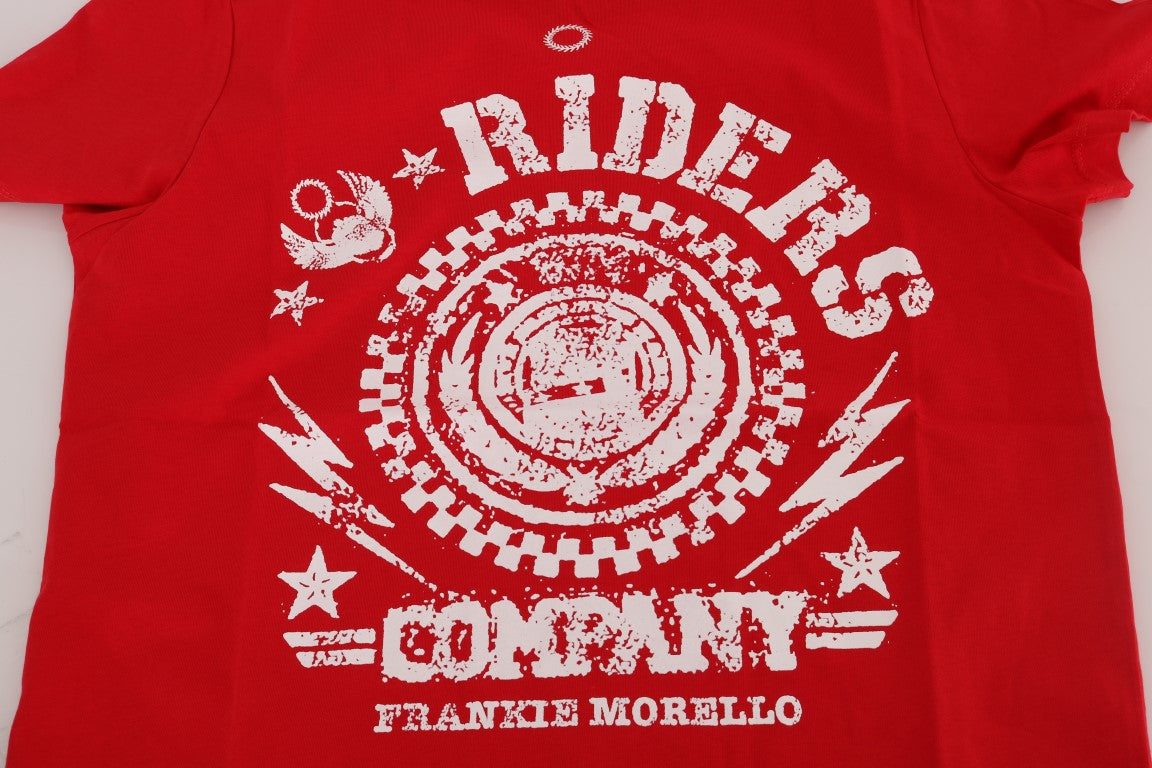 Chic Red 'RIDERS' Motive Crewneck Tee - SEHABRANDS