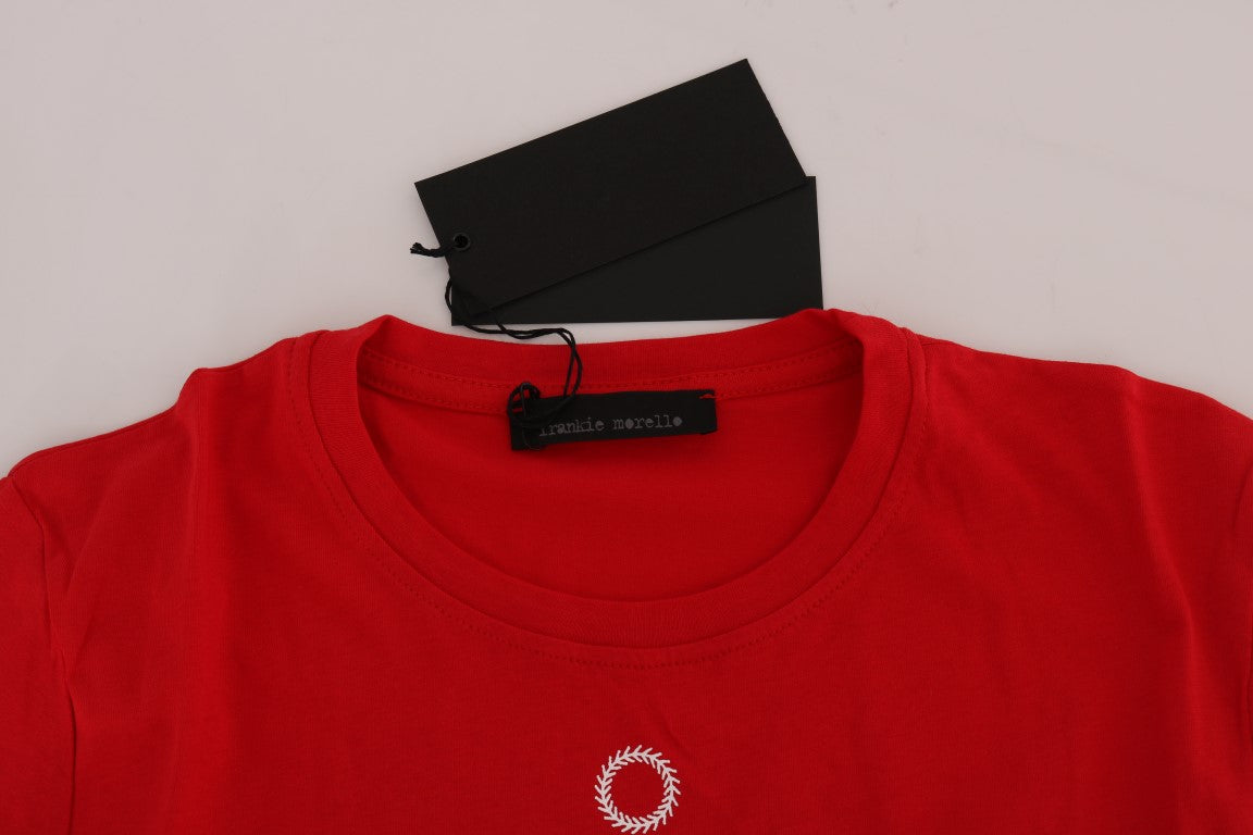 Chic Red 'RIDERS' Motive Crewneck Tee - SEHABRANDS