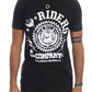 Chic Black Crewneck Tee with 'RIDERS' Motif - SEHABRANDS