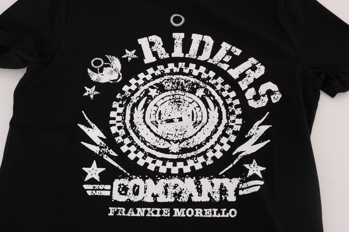 Chic Black Crewneck Tee with 'RIDERS' Motif - SEHABRANDS