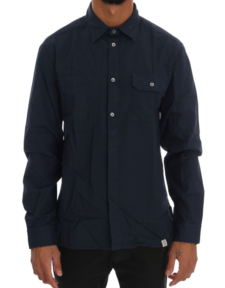 Elegant Blue Cotton Casual Shirt - SEHABRANDS