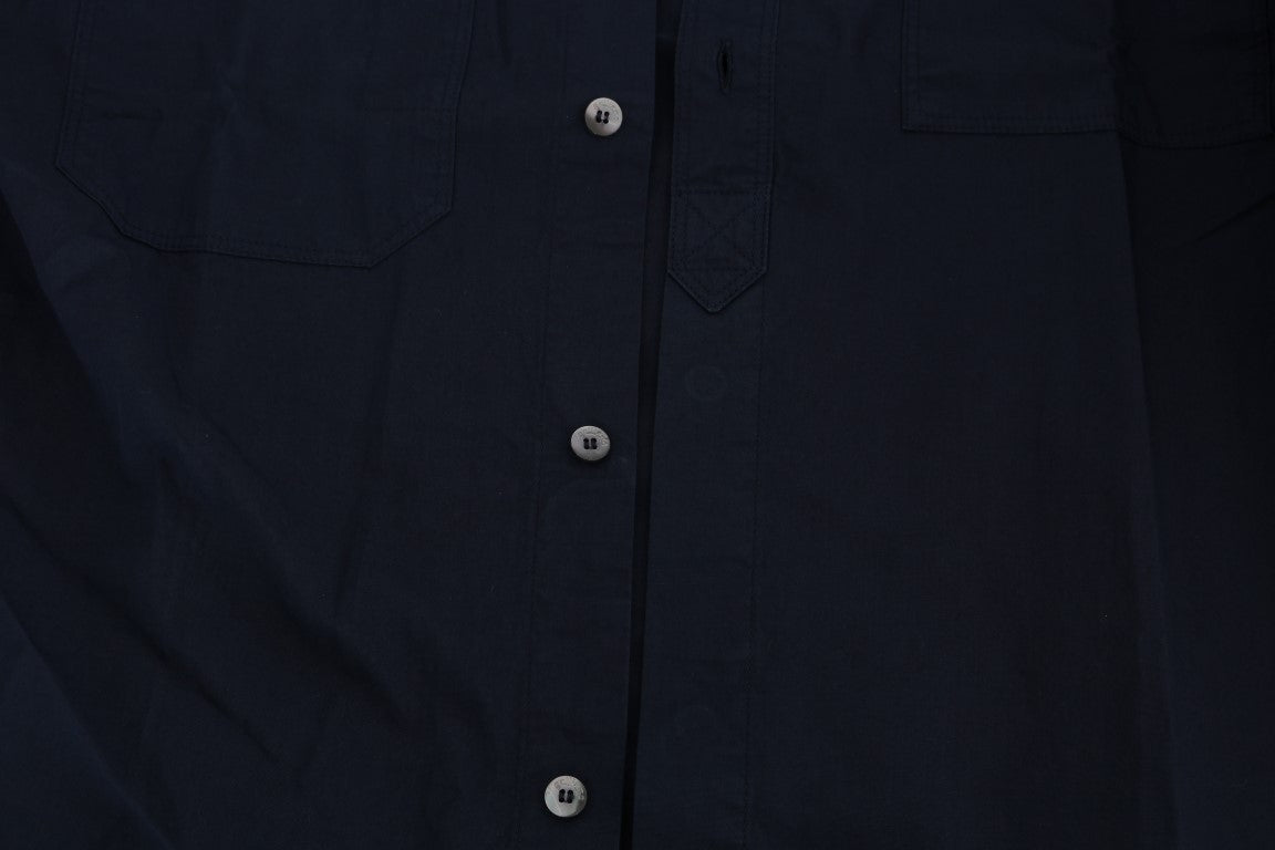 Elegant Blue Cotton Casual Shirt - SEHABRANDS