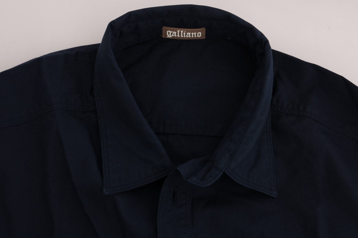 Elegant Blue Cotton Casual Shirt - SEHABRANDS