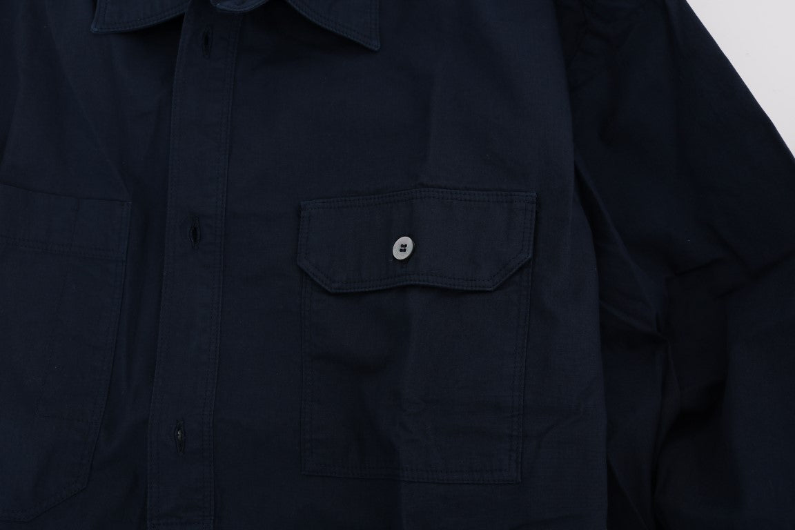 Elegant Blue Cotton Casual Shirt - SEHABRANDS