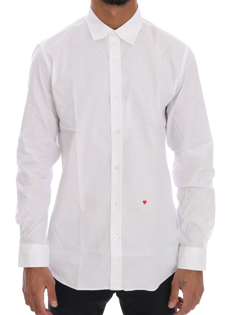 Elegant White Slim-Fit Cotton Shirt - SEHABRANDS