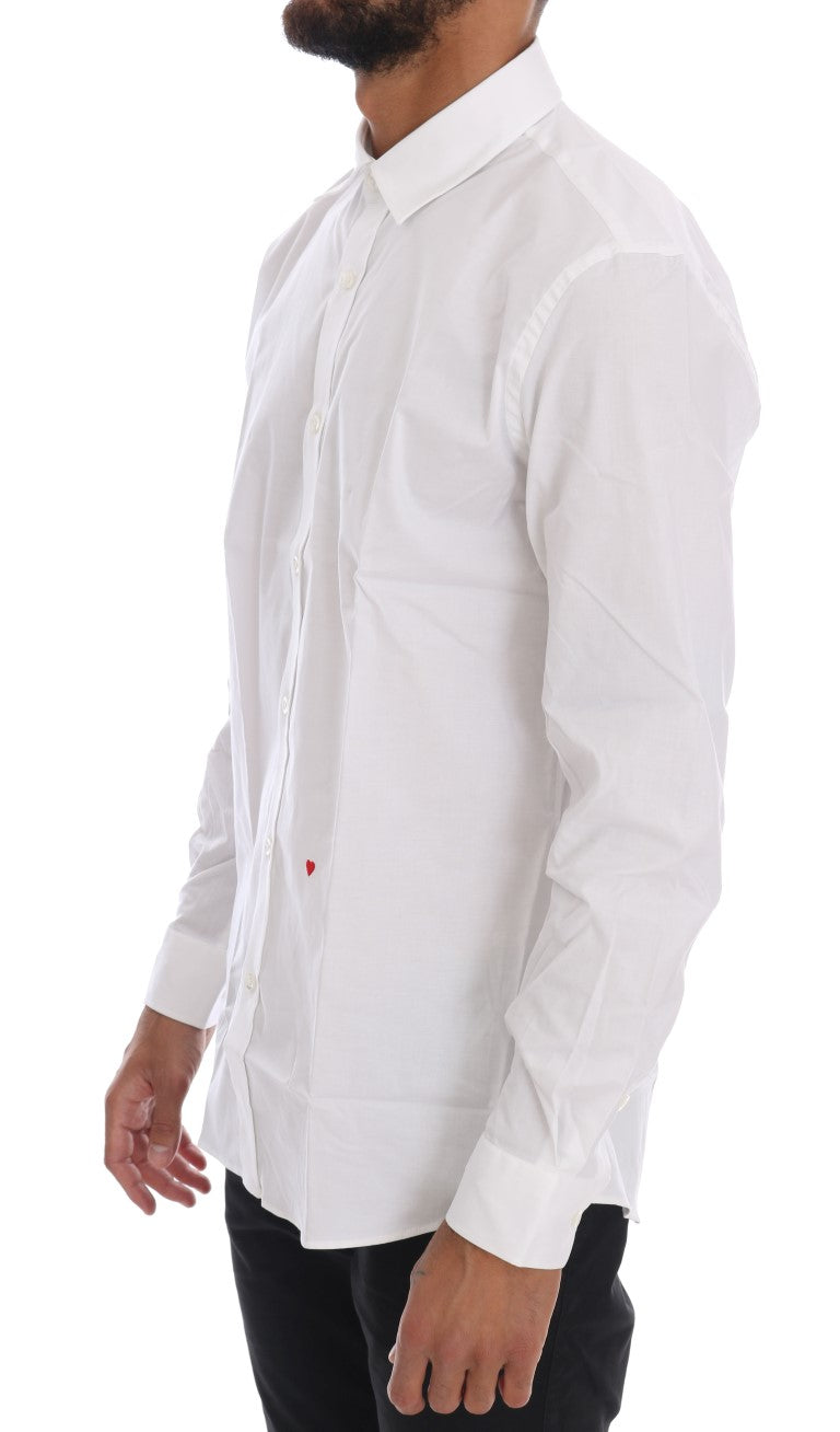 Elegant White Slim-Fit Cotton Shirt - SEHABRANDS