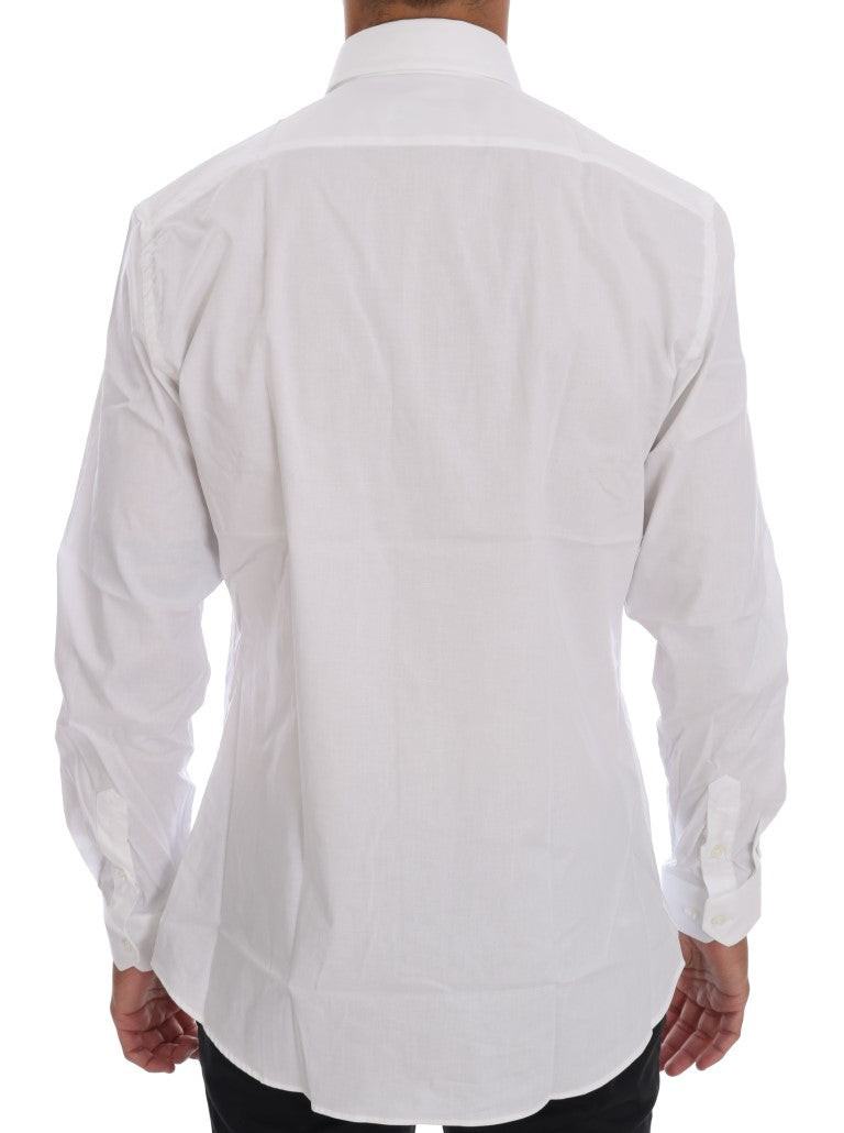 Elegant White Slim-Fit Cotton Shirt - SEHABRANDS