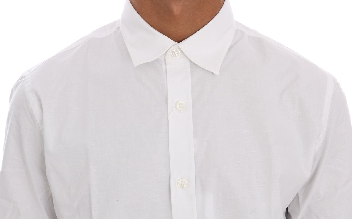 Elegant White Slim-Fit Cotton Shirt - SEHABRANDS