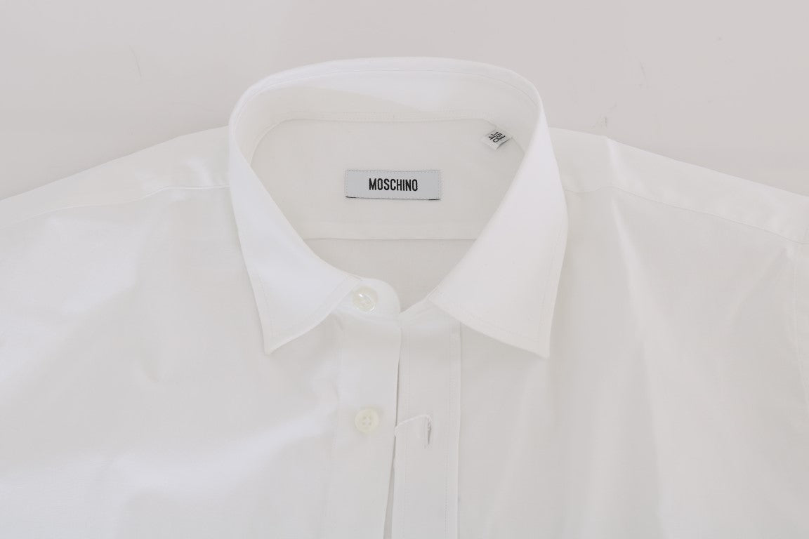 Elegant White Slim-Fit Cotton Shirt - SEHABRANDS