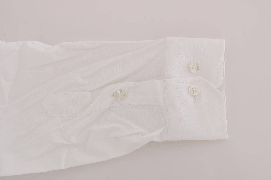 Elegant White Slim-Fit Cotton Shirt - SEHABRANDS