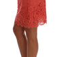 Dolce & Gabbana Orange Macramé Lace Pencil Skirt