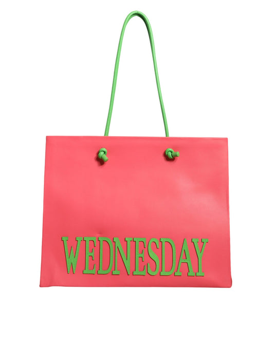 Pink Leather Weekend Wednesday Shopping Tote Bag - SEHABRANDS