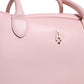 Pink Leather Logo Top Handle Duffel Handbag Women Bag - SEHABRANDS