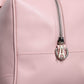 Pink Leather Logo Top Handle Duffel Handbag Women Bag - SEHABRANDS