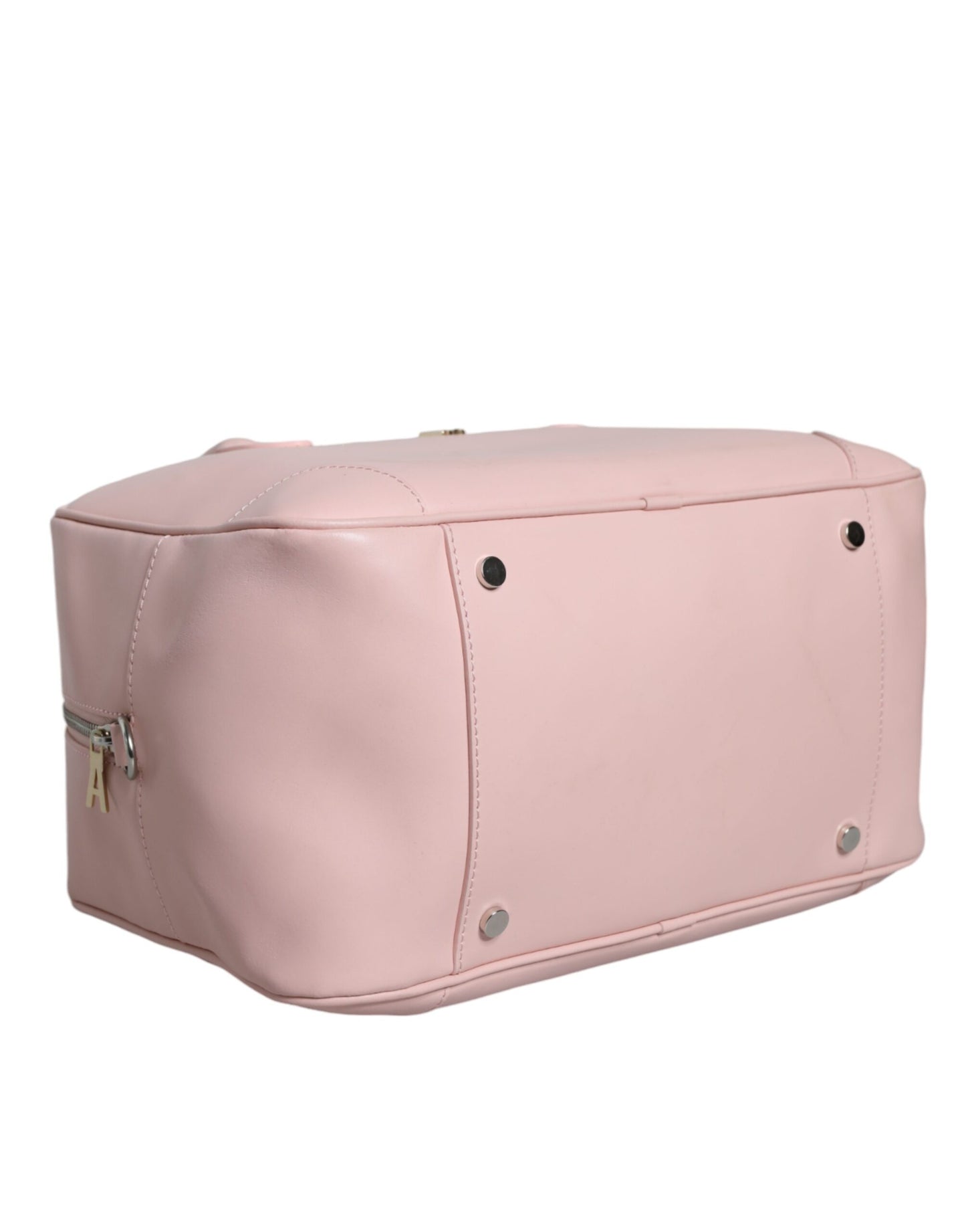 Pink Leather Logo Top Handle Duffel Handbag Women Bag - SEHABRANDS