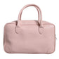 Pink Leather Logo Top Handle Duffel Handbag Women Bag - SEHABRANDS