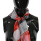 Gray Red 100% Silk Branded Scarf - SEHABRANDS