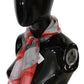 Gray Red 100% Silk Branded Scarf - SEHABRANDS