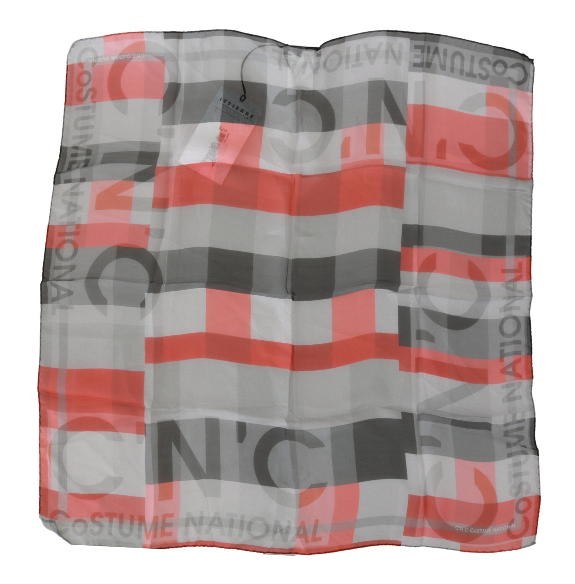 Gray Red 100% Silk Branded Scarf - SEHABRANDS