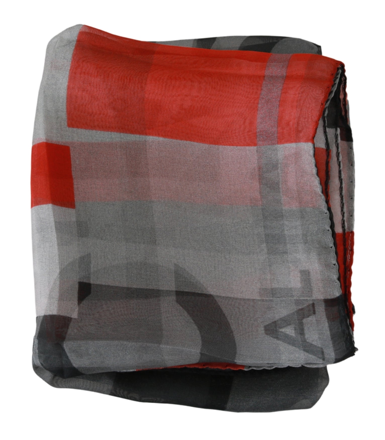 Gray Red 100% Silk Branded Scarf - SEHABRANDS