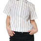 Dolce & Gabbana White Striped Collared Short Sleeve Polo Top