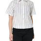 Dolce & Gabbana White Striped Collared Short Sleeve Polo Top