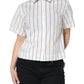 Dolce & Gabbana White Striped Collared Short Sleeve Polo Top