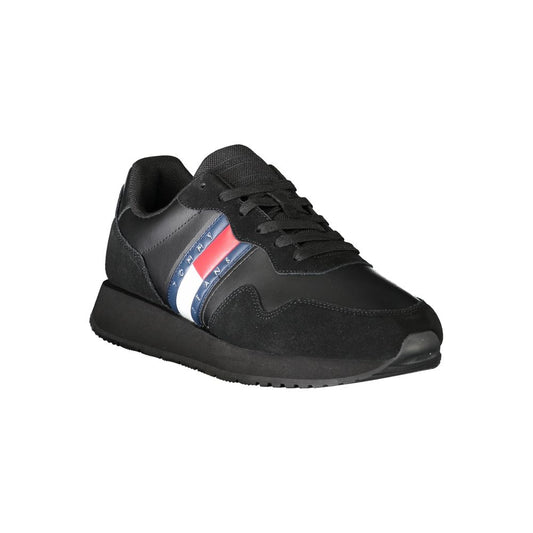 Tommy Hilfiger Black Leather Men Sneaker