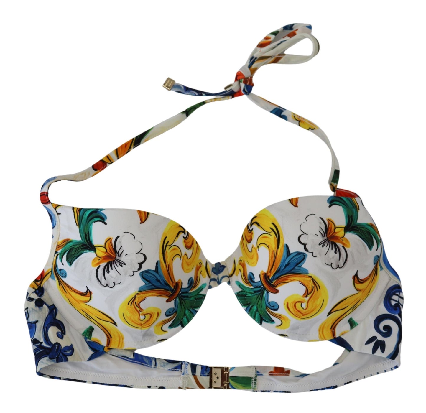 Dolce & Gabbana White Majolica Beachwear Swimwear Bikini Top