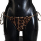 Dolce & Gabbana Brown Leopard Print Swimsuit Swimwear Bikini Bottom