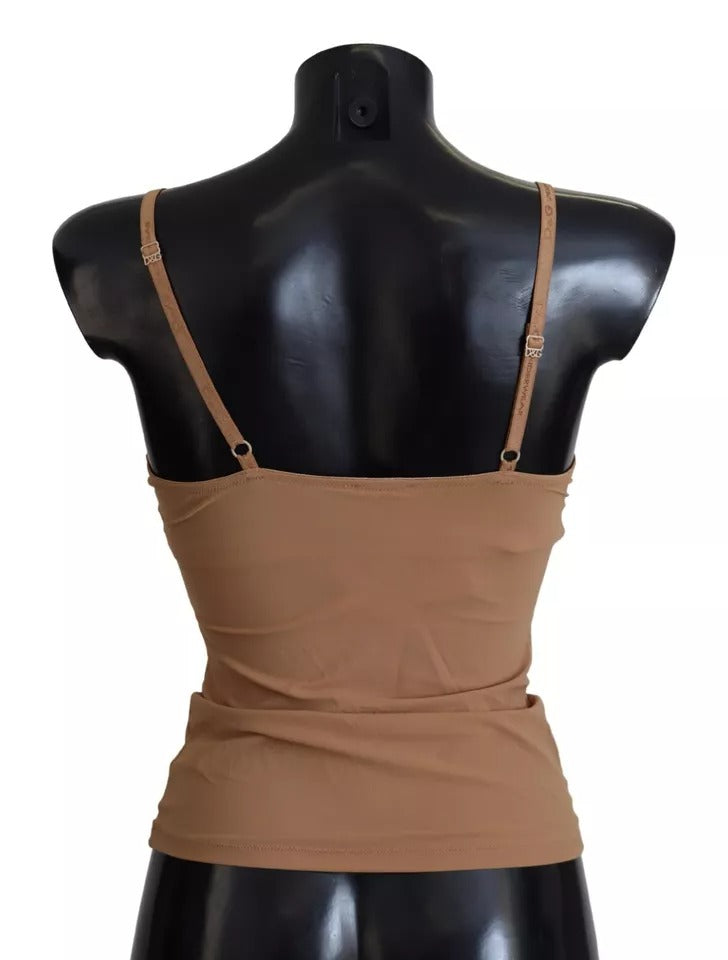 Dolce & Gabbana Brown Nylon Stretch Sleeveless Top Underwear