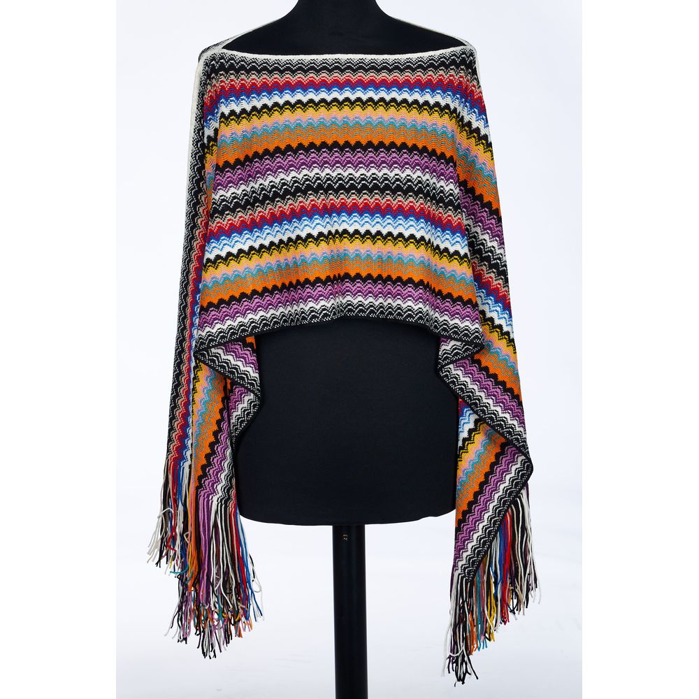 Multicolor Wool Poncho - SEHABRANDS