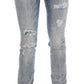 Chic Light Blue Torn Slim Fit Jeans - SEHABRANDS