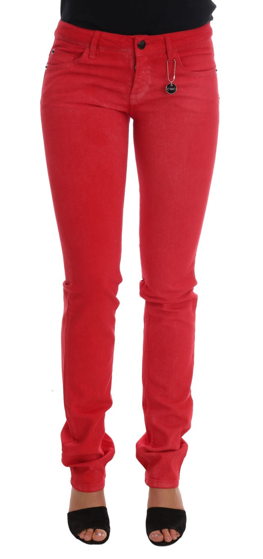 Radiant Red Super Slim Designer Jeans - SEHABRANDS