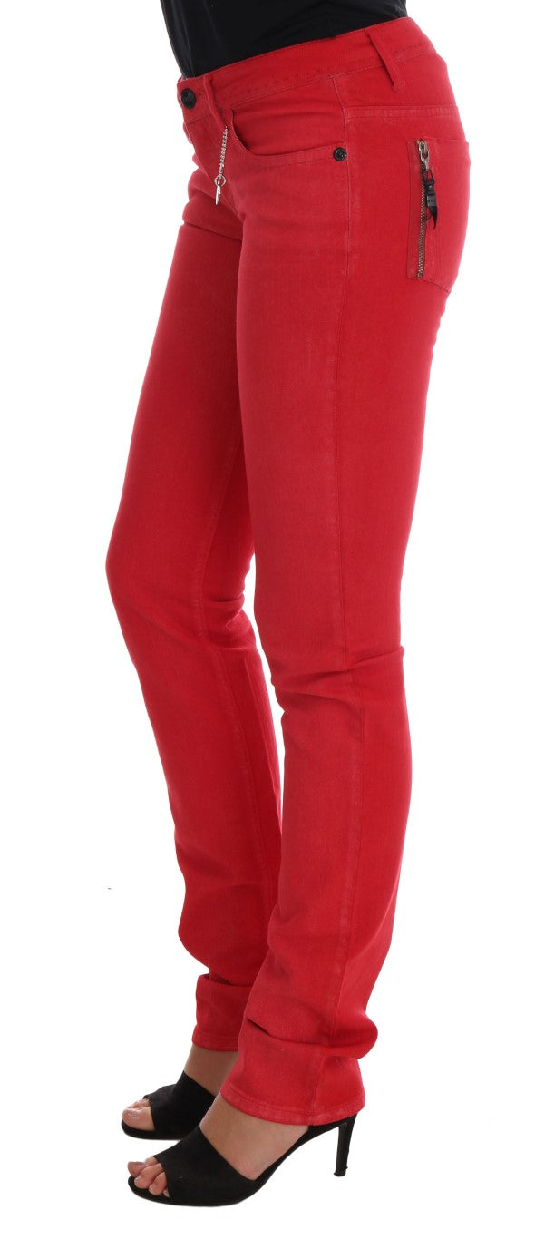 Radiant Red Super Slim Designer Jeans - SEHABRANDS