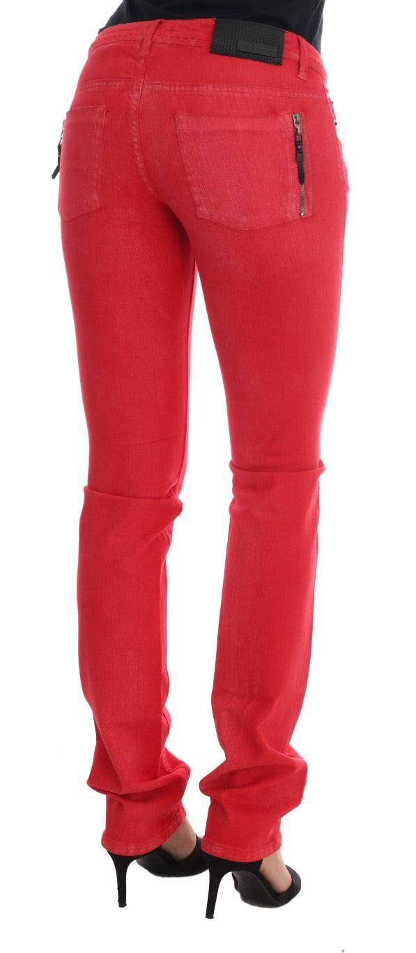 Radiant Red Super Slim Designer Jeans - SEHABRANDS