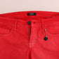 Radiant Red Super Slim Designer Jeans - SEHABRANDS