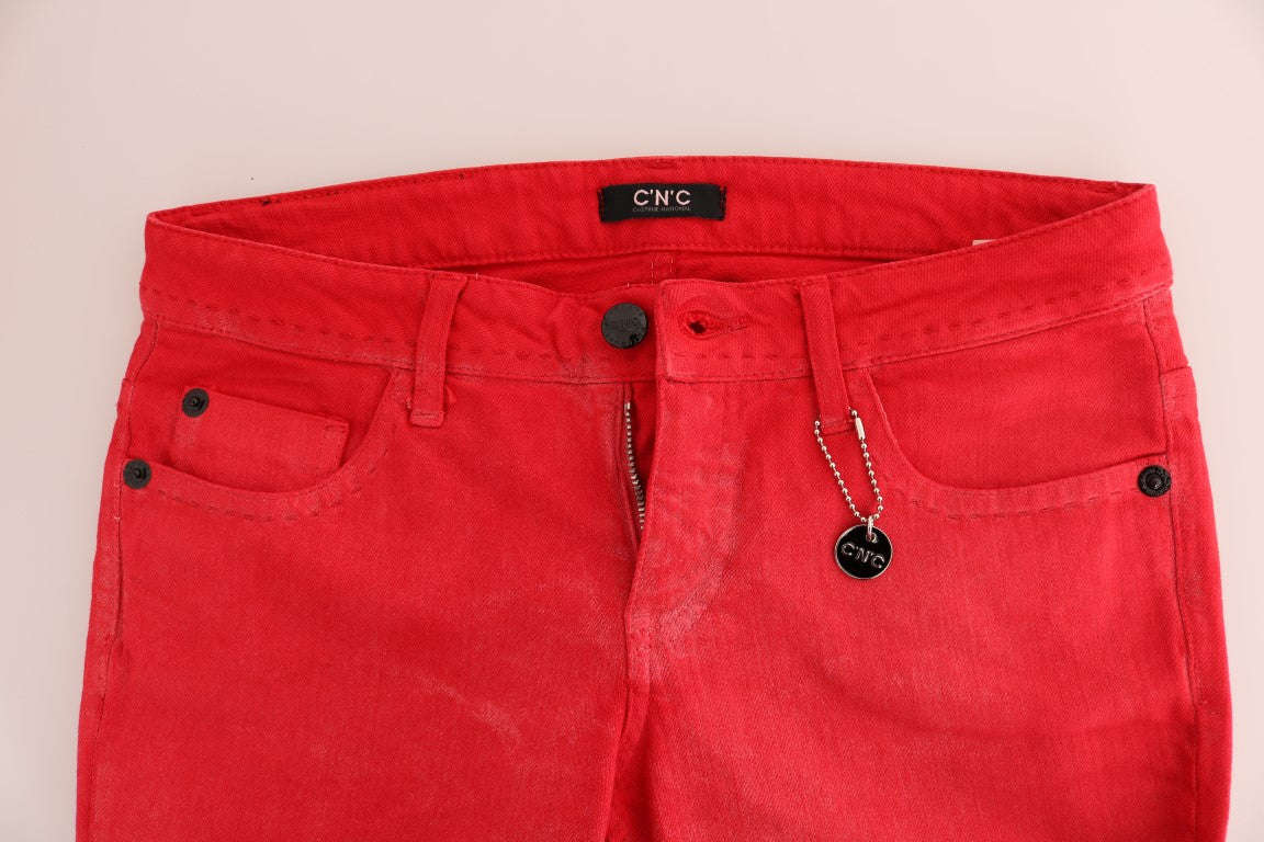 Radiant Red Super Slim Designer Jeans - SEHABRANDS