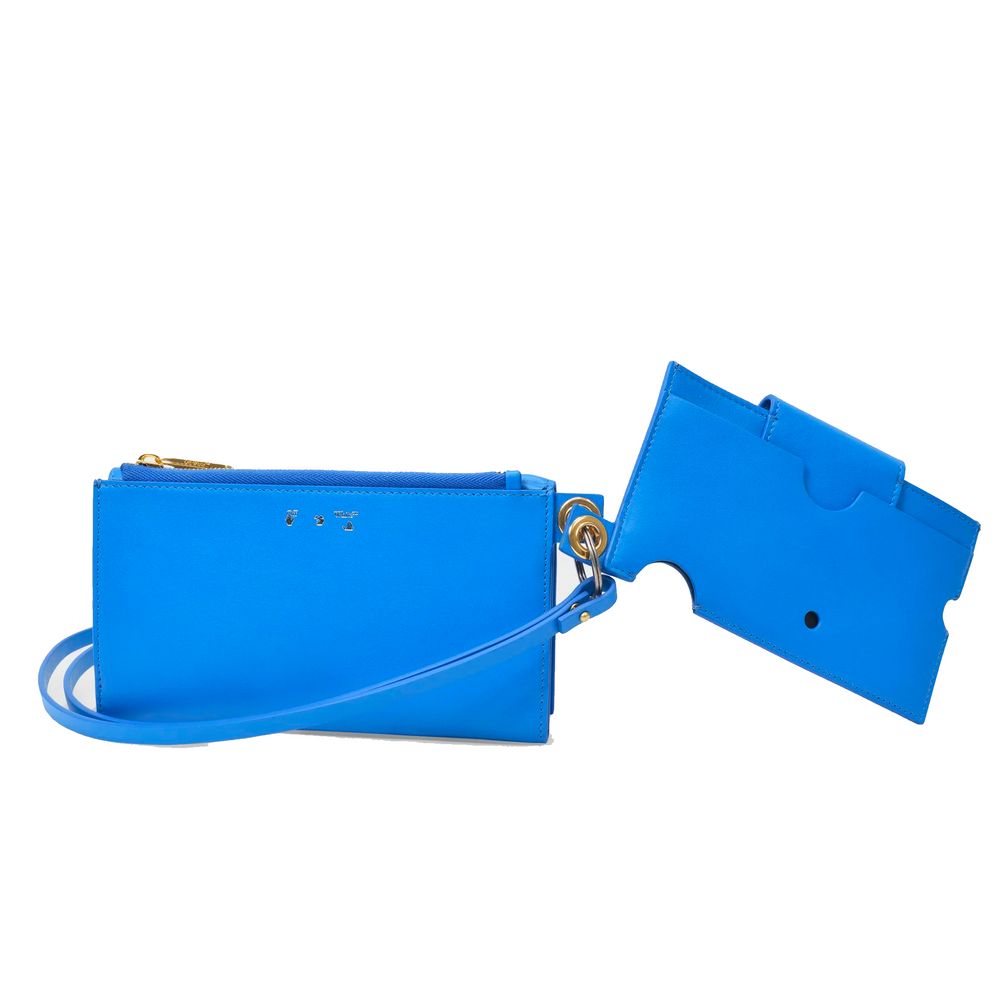 Blue Leather Shoulder Bag - SEHABRANDS