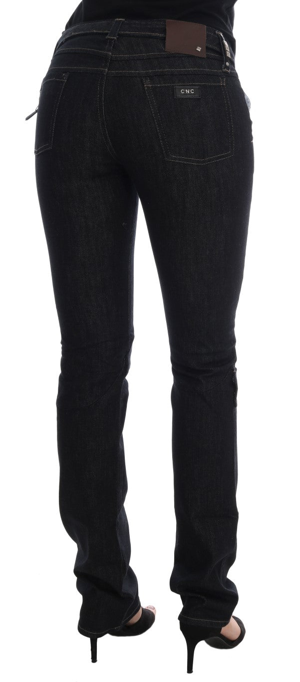 Svelte Dark Blue Cotton Slim Jeans - SEHABRANDS