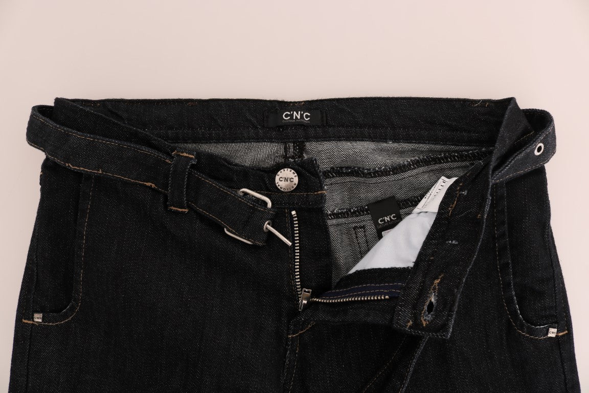 Svelte Dark Blue Cotton Slim Jeans - SEHABRANDS