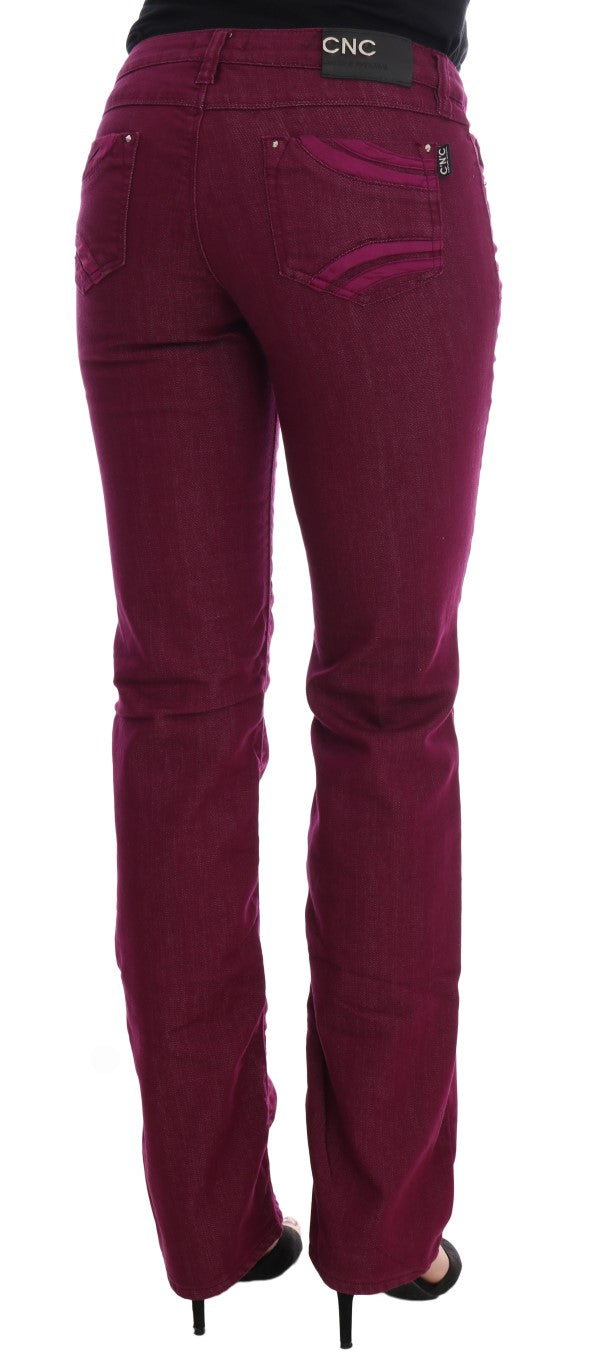 Sleek Red Straight Fit Luxury Jeans - SEHABRANDS